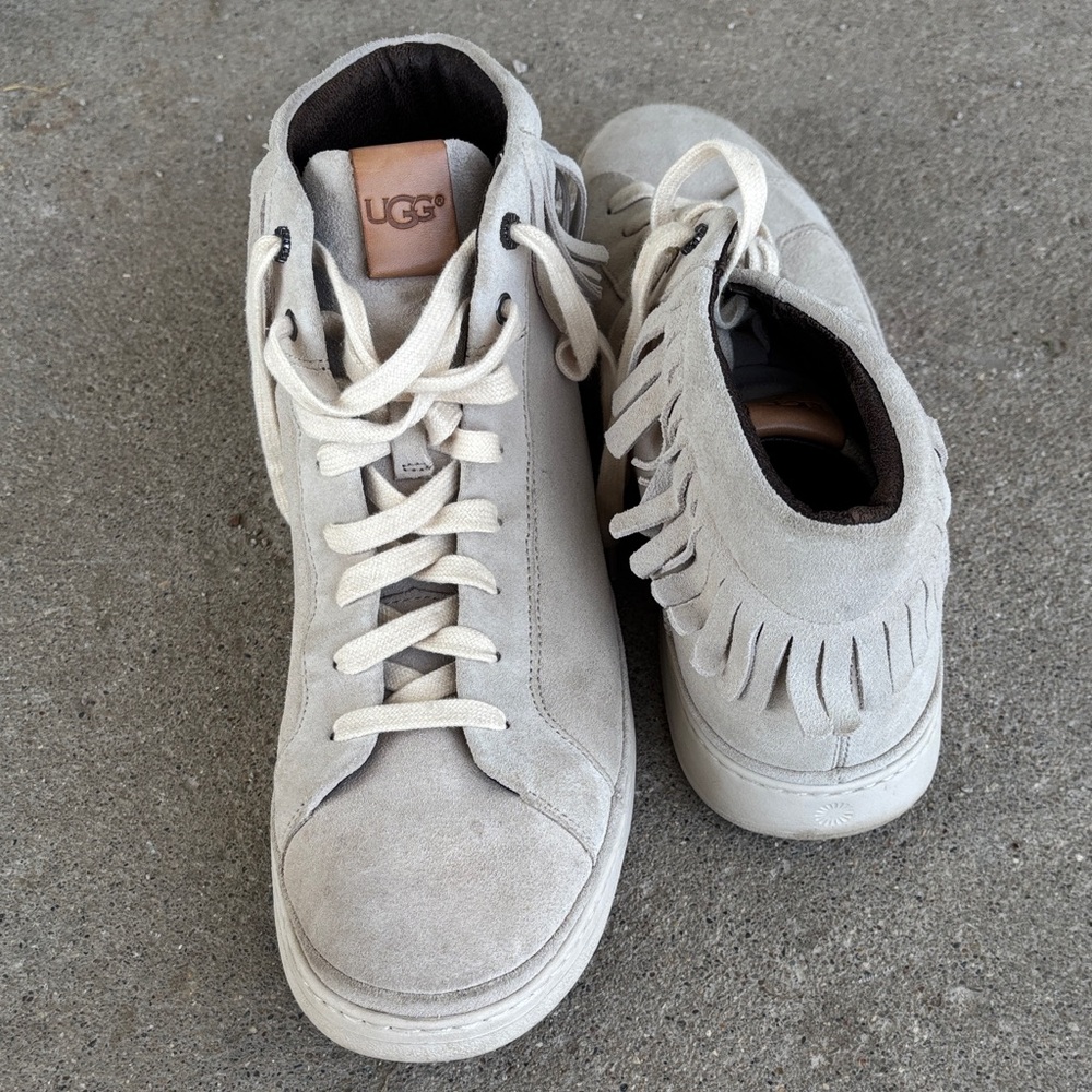 UGG Light Gray Suede Fringe Sneakers Size 12